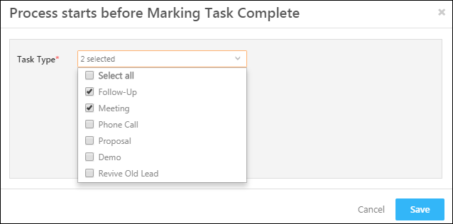 Trigger process on task complete
