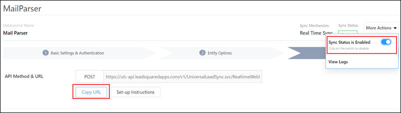 LeadSquared - Mailparser sync
